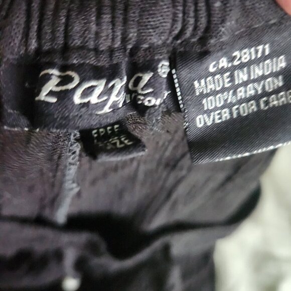 Papa Vancouver Pants Boho Wide Leg Crinkle Fabric Rayon Made in India - Picture 7 of 10